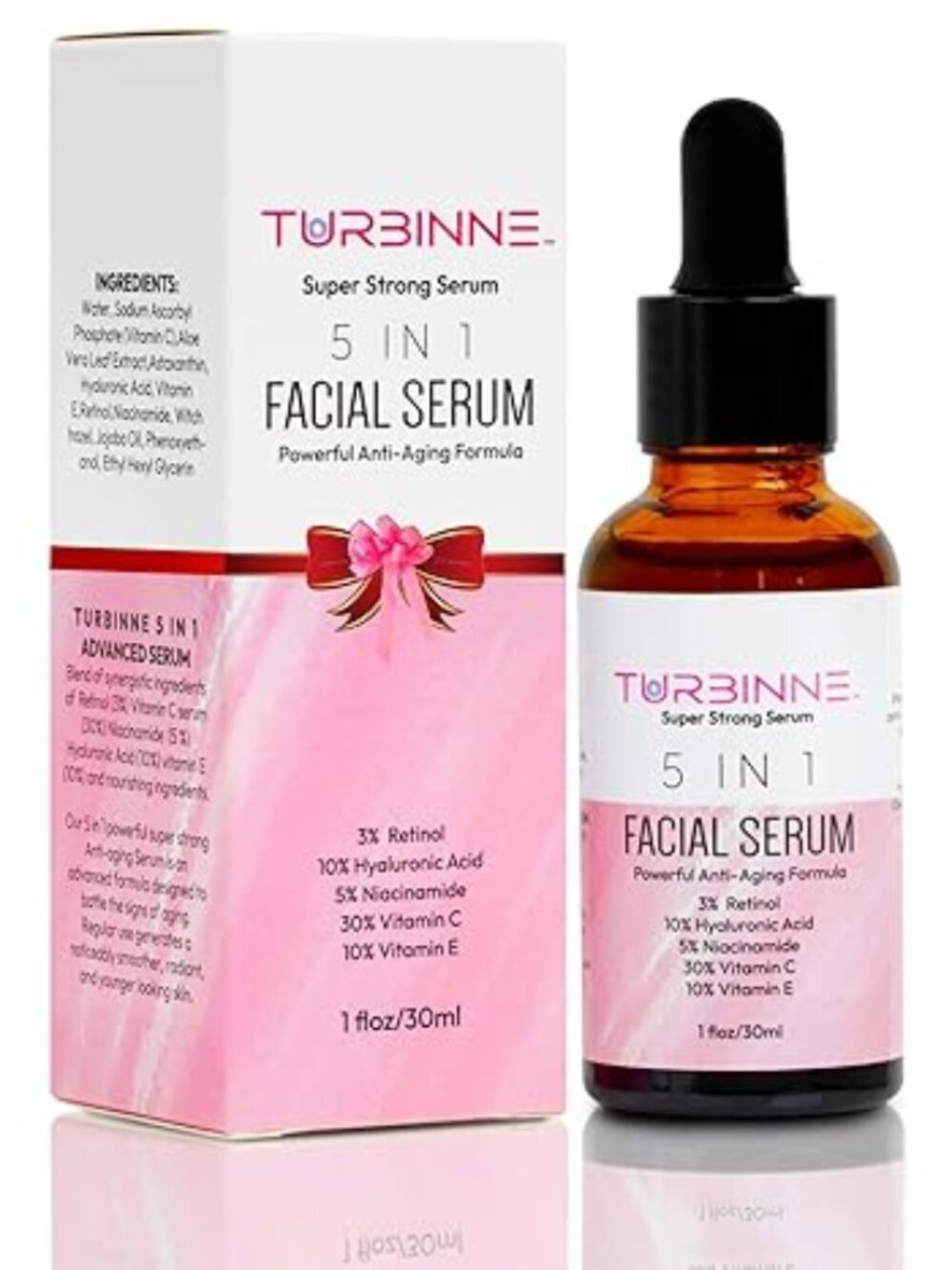 5-in-1 Overnight Facial Serum Retinol + Vitamin C + Hyaluronic Acid 1oz